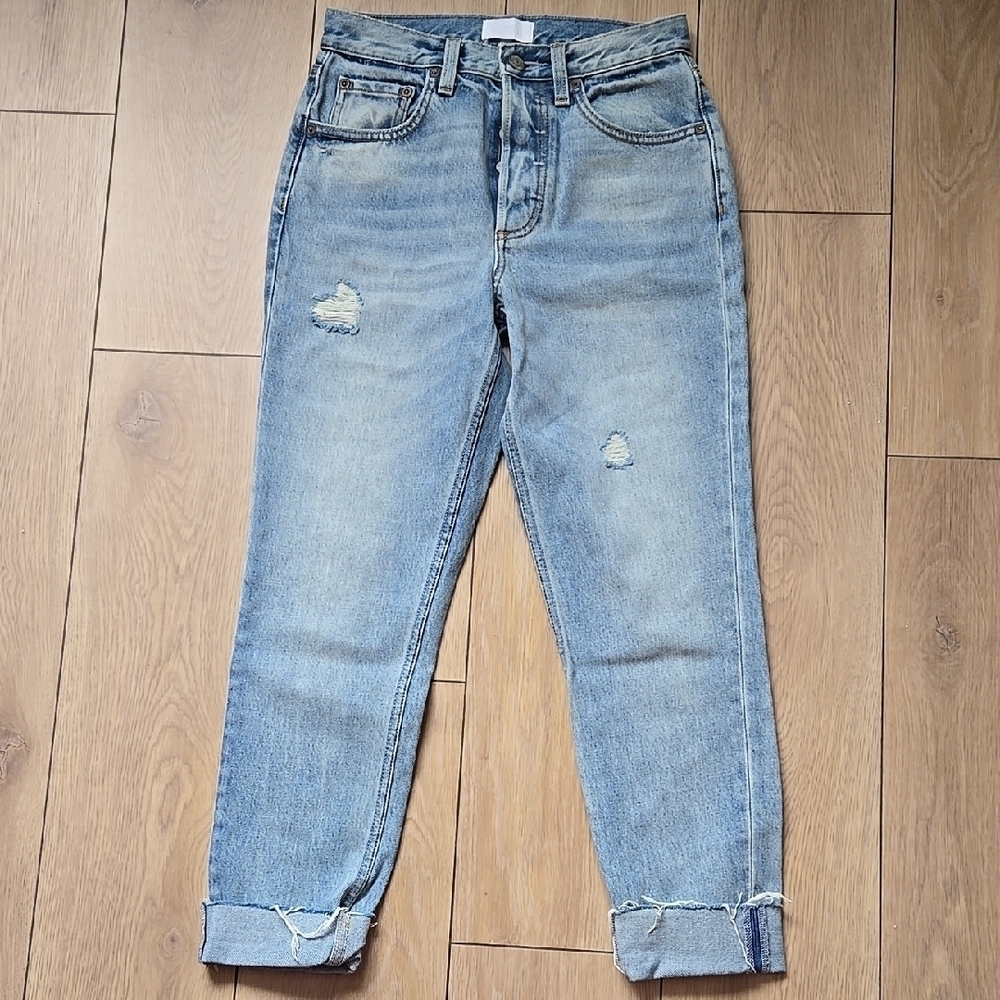 NWOT BOYISH Cropped Distressed Jeans size 26